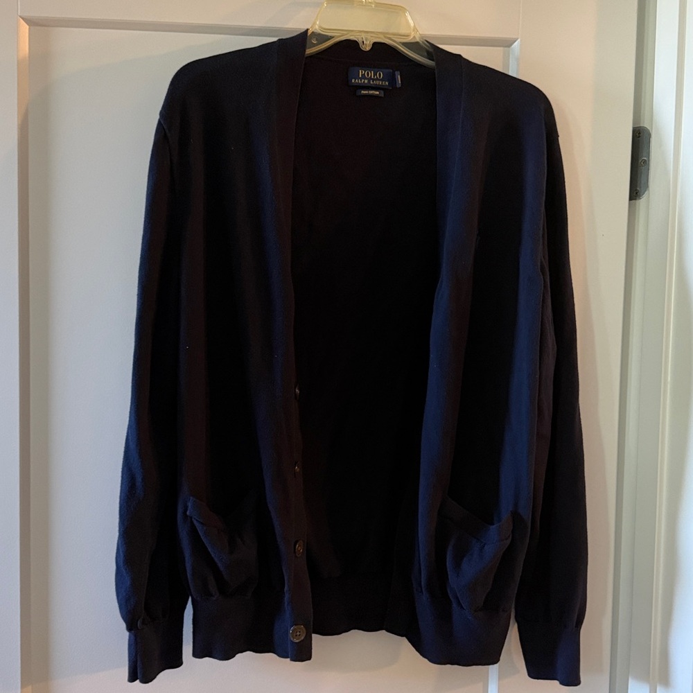 Polo Ralph Lauren Pima Cotton Navy Cardigan Size L